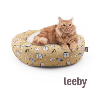 Leeby Cama Donut Antideslizante Estampado Comic Amarillo para gatos